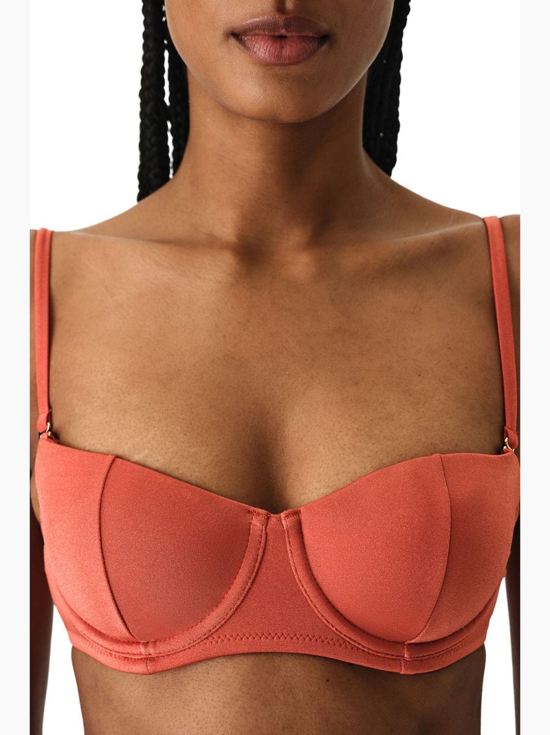 Haut de bikini minimal sans bretelles penti Corail - Kiabi