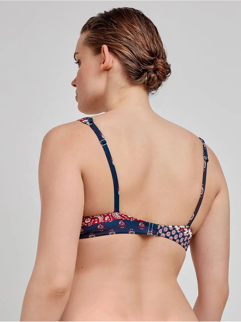 Haut de bikini réversible sans armature à motif ethnique Multicolore - Kiabi