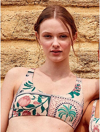Haut de bikini sans armature imprimé mosaïque