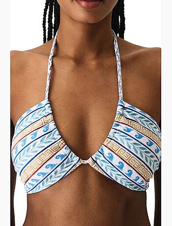 Haut de bikini santorini à motif ethnique texturé bandeau penti