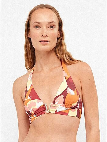 Haut de bikini triangulaire à motif géométrique