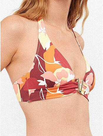 Haut de bikini triangulaire à motif géométrique