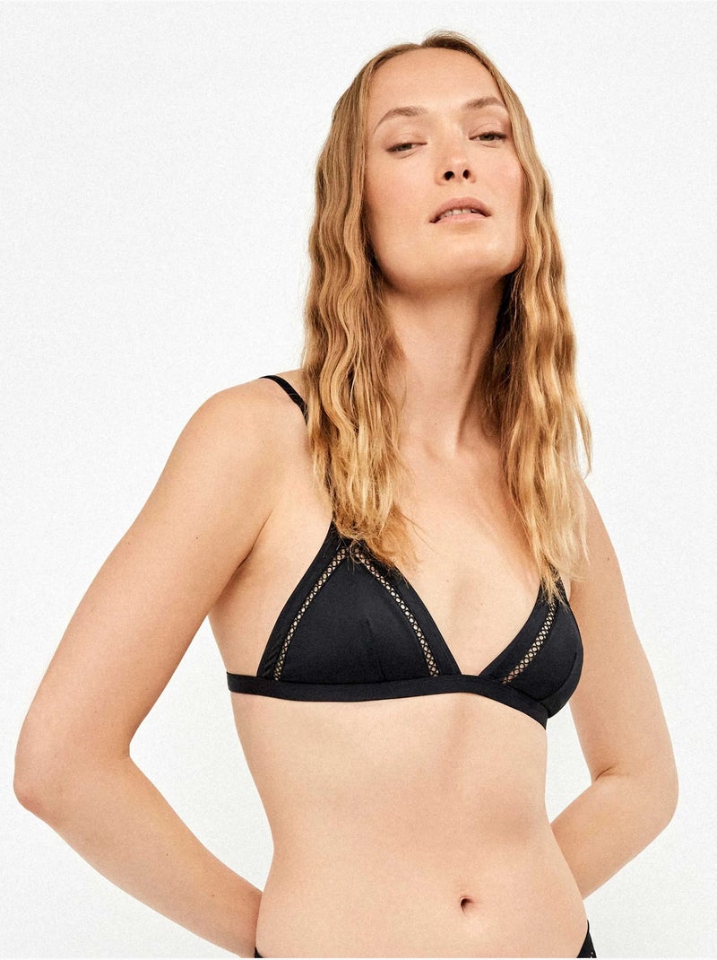 Haut de bikini triangulaire découpé Noir - Kiabi