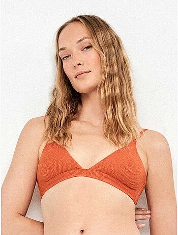 Haut de bikini triangulaire piqué lurex doré