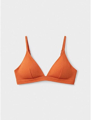 Haut de bikini triangulaire piqué lurex doré