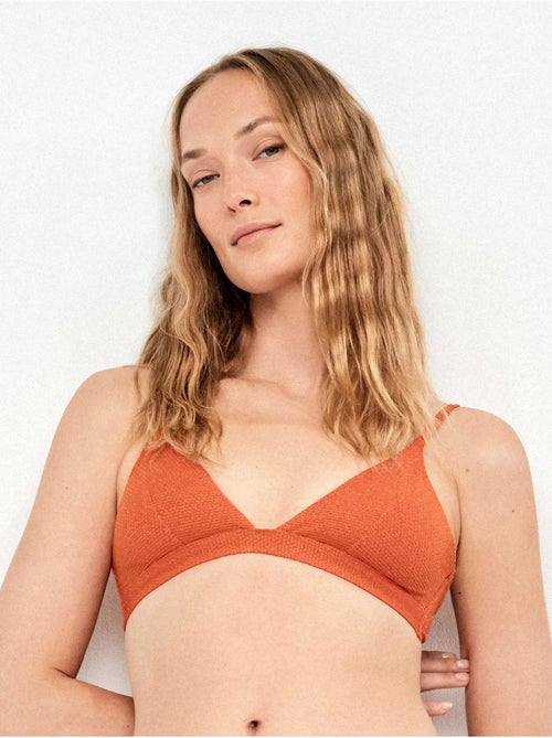 Haut de bikini triangulaire piqué lurex doré - Kiabi Haut de bikini triangulaire piqué lurex doré - Kiabi