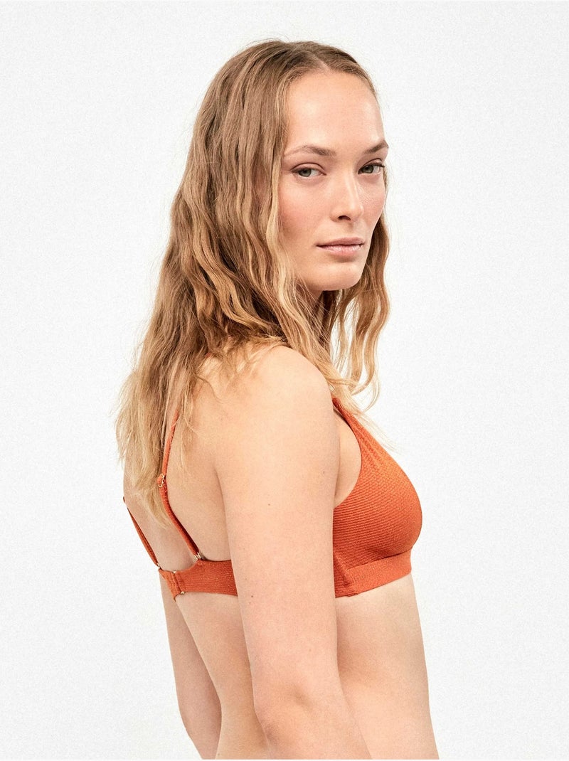 Haut de bikini triangulaire piqué lurex doré Terracotta - Kiabi