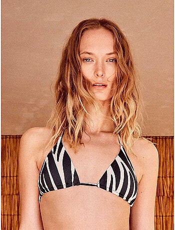 Haut de bikini triangulaire sans armature imprimé animal zèbre