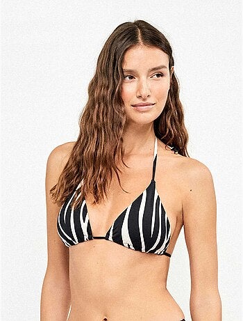 Haut de bikini triangulaire sans armature imprimé animal zèbre
