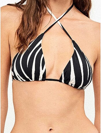 Haut de bikini triangulaire sans armature imprimé animal zèbre