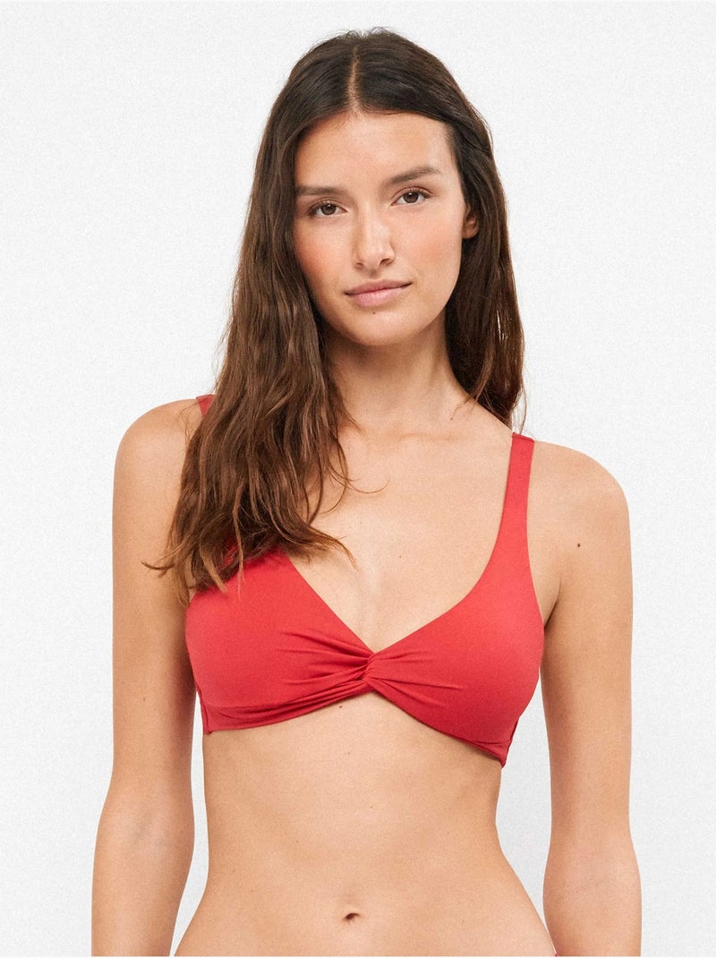 Haut de bikini triangulaire sans armature Rouge - Kiabi