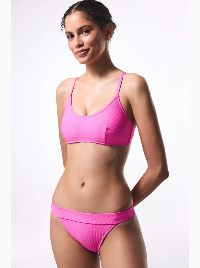 Haut de bikini uni à coques amovibles penti Rose fluo/Solinotes - Kiabi