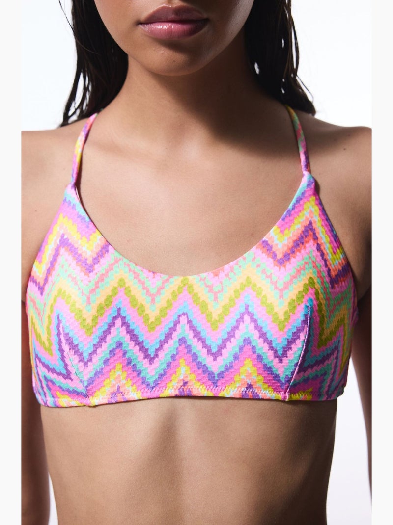 Haut de bikini zigzag femme penti Rose fluo - Kiabi