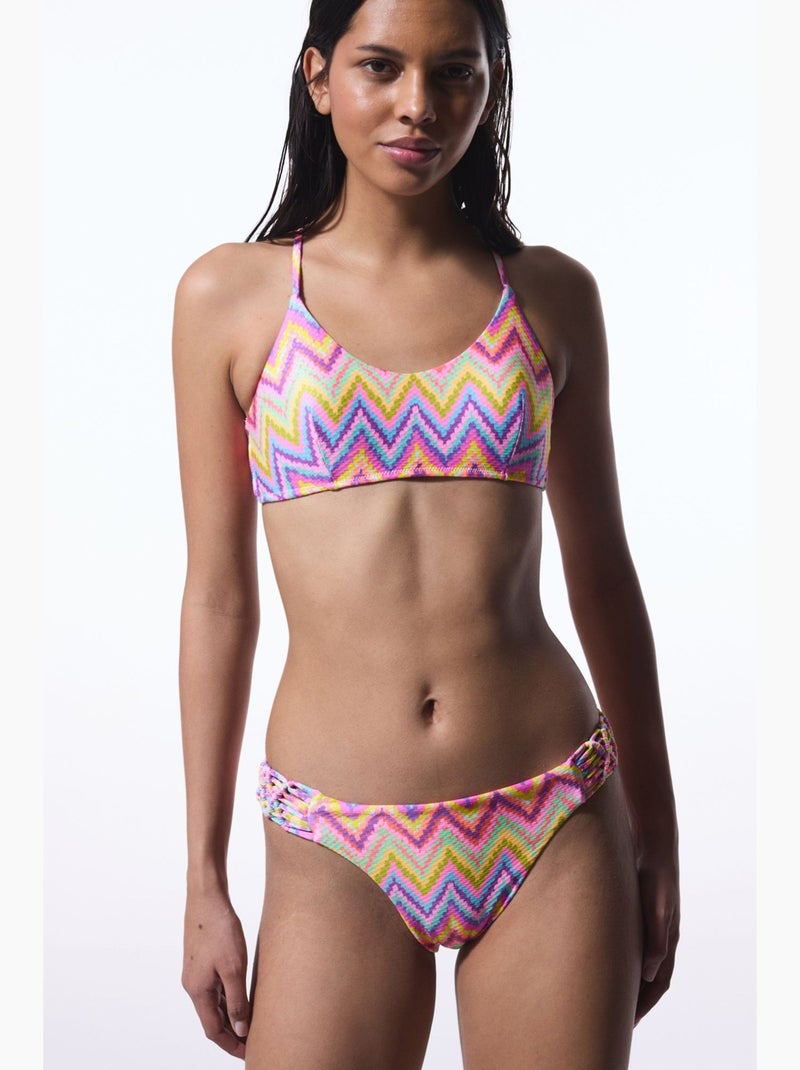 Haut de bikini zigzag femme penti Rose fluo - Kiabi