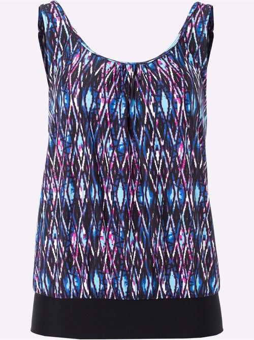 Haut de caraco à col rond avec imprimé dynamique et bretelles réglables - Bonnet B - Moda Vilona - Kiabi Haut de caraco à col rond avec imprimé dynamique et bretelles réglables - Bonnet B - Moda Vilona - Kiabi