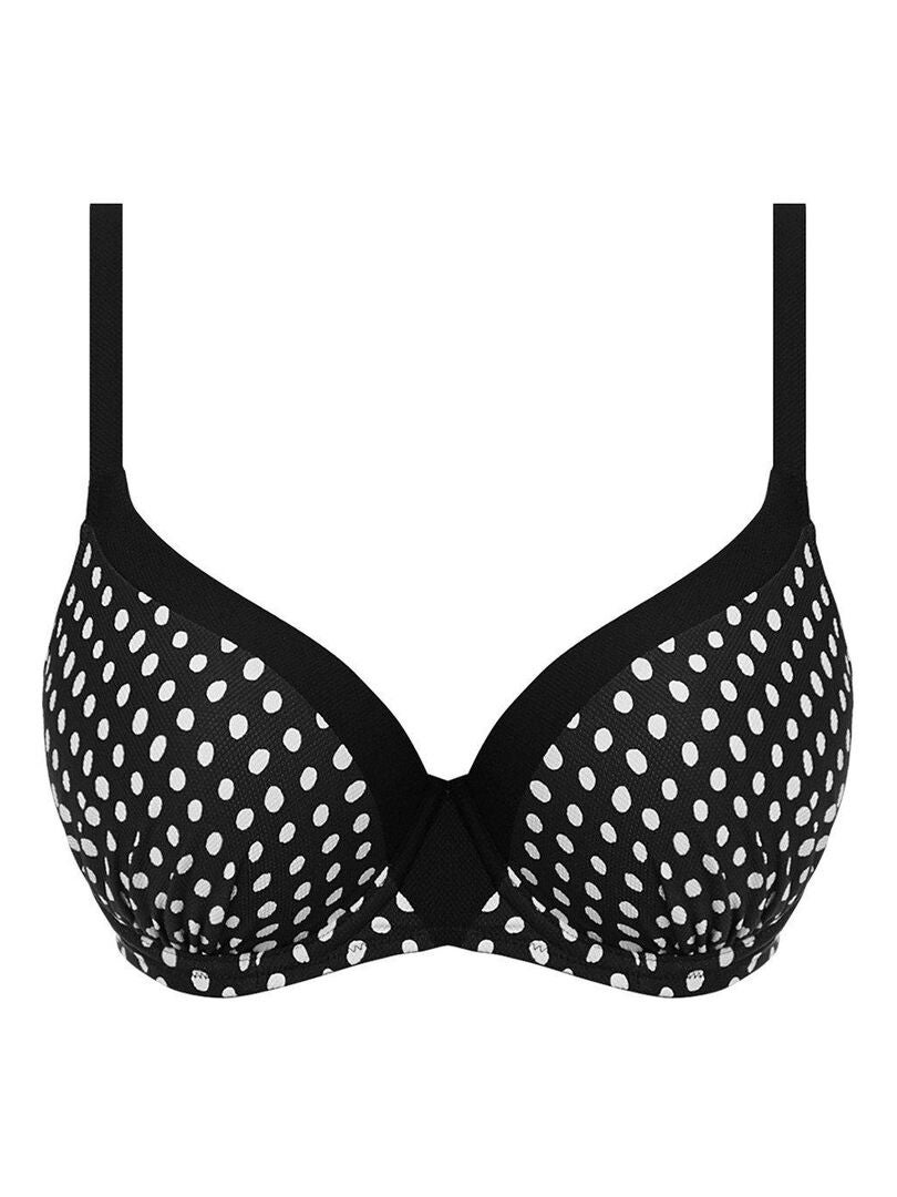Haut de maillot de bain à pois bonnets moulés Santa Monica Noir - Kiabi