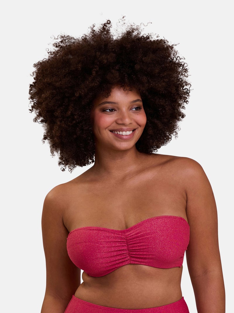 Haut de maillot de bain bandeau avec armatures Reflet Sans Complexe Rose - Kiabi