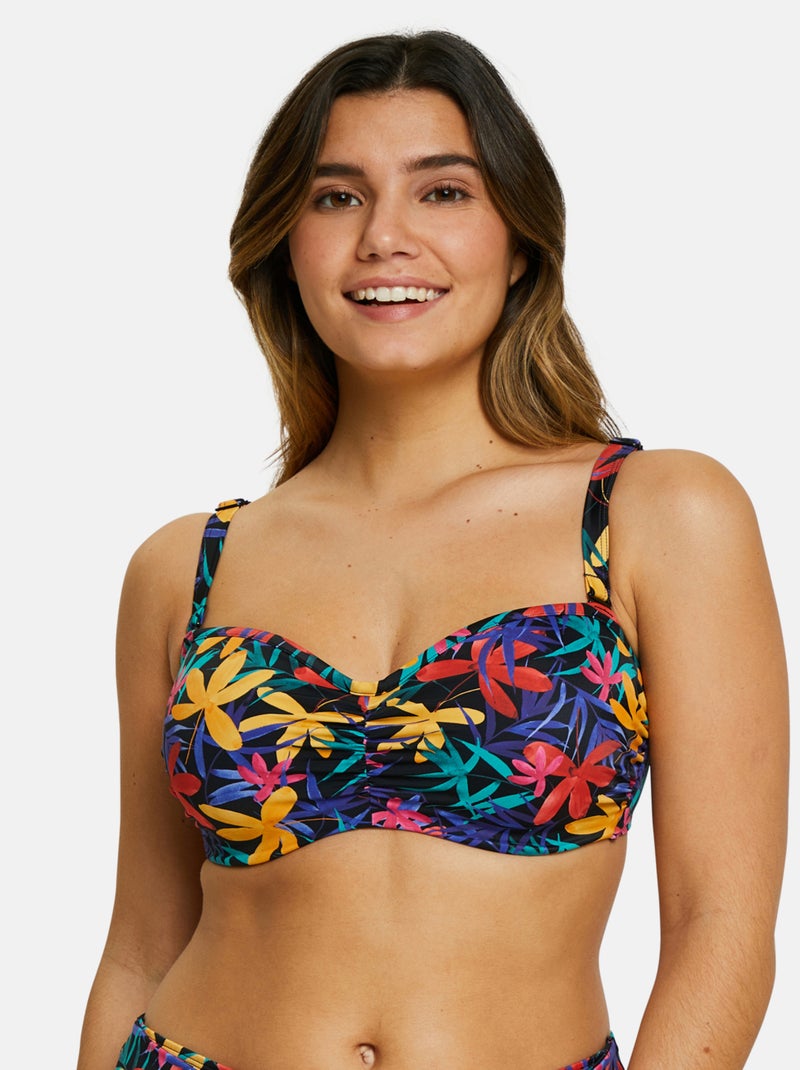 Haut de maillot de bain bandeau Island Dream Sans Complexe Noir / Rouge / Jaune - Kiabi