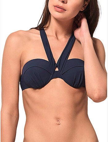 Haut de maillot de bain bandeau préformé blue sense