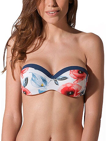 Haut de maillot de bain bandeau préformé poppy