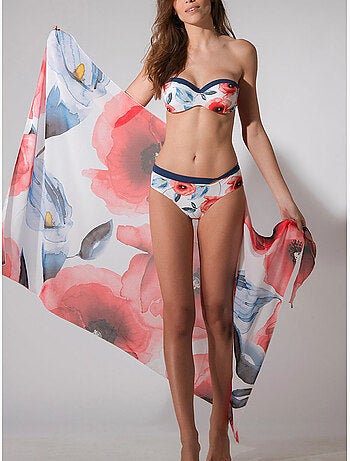 Haut de maillot de bain bandeau préformé poppy