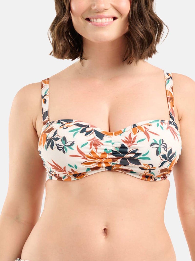 Haut de maillot de bain bandeau Staycation Sans Complexe Blanc Orange Bleu - Kiabi