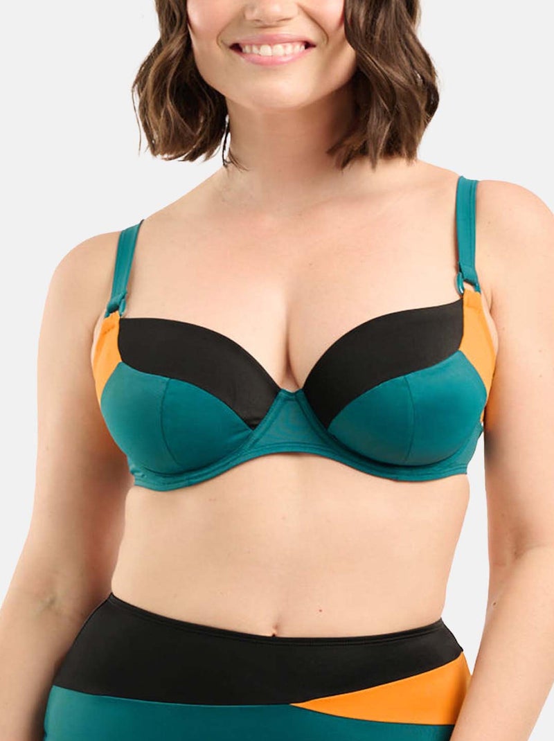 Haut de maillot de bain Beyond The Beach Sans Complexe Vert/Orange - Kiabi