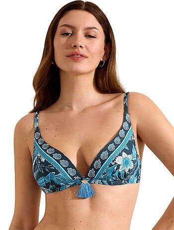Haut de maillot de bain décolleté préformé sans armatures acanthus