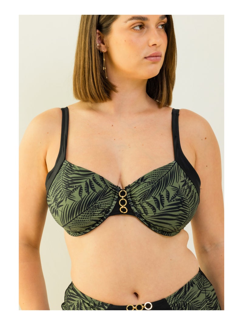 Haut de maillot de bain emboîtant Bija Noir Kaki - Kiabi