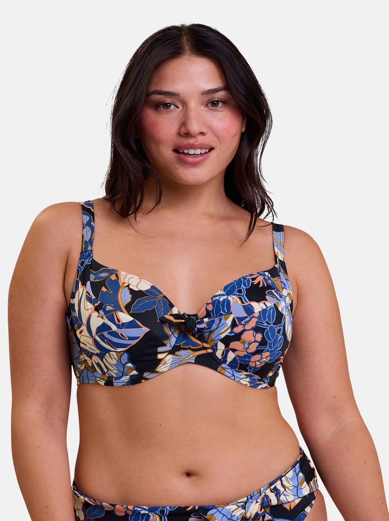 Haut de maillot de bain Fidji Sans Complexe Noir Bleu Blanc - Kiabi