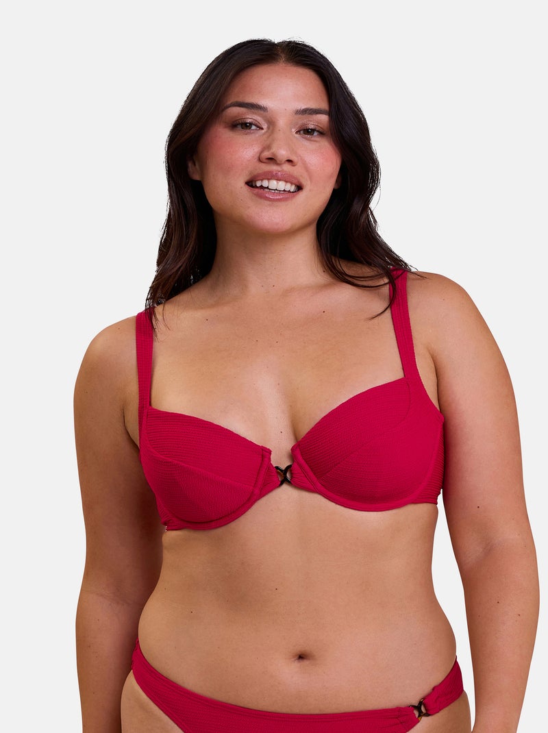 Haut de maillot de bain Glamourous Textured Sans Complexe Rouge - Kiabi