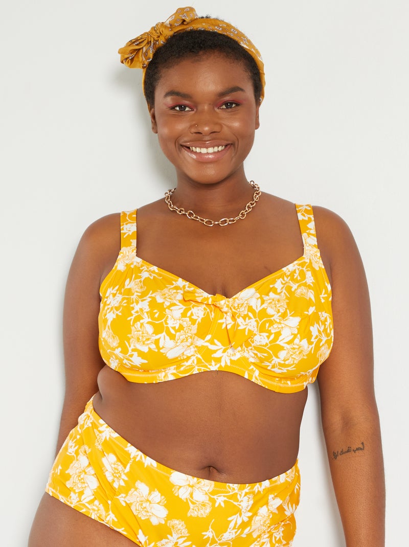 Haut de maillot de bain imprimé Jaune - Kiabi