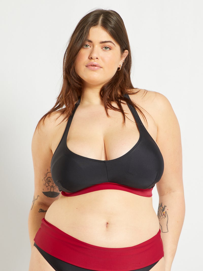 Haut de maillot de bain noir/bordeaux - Kiabi