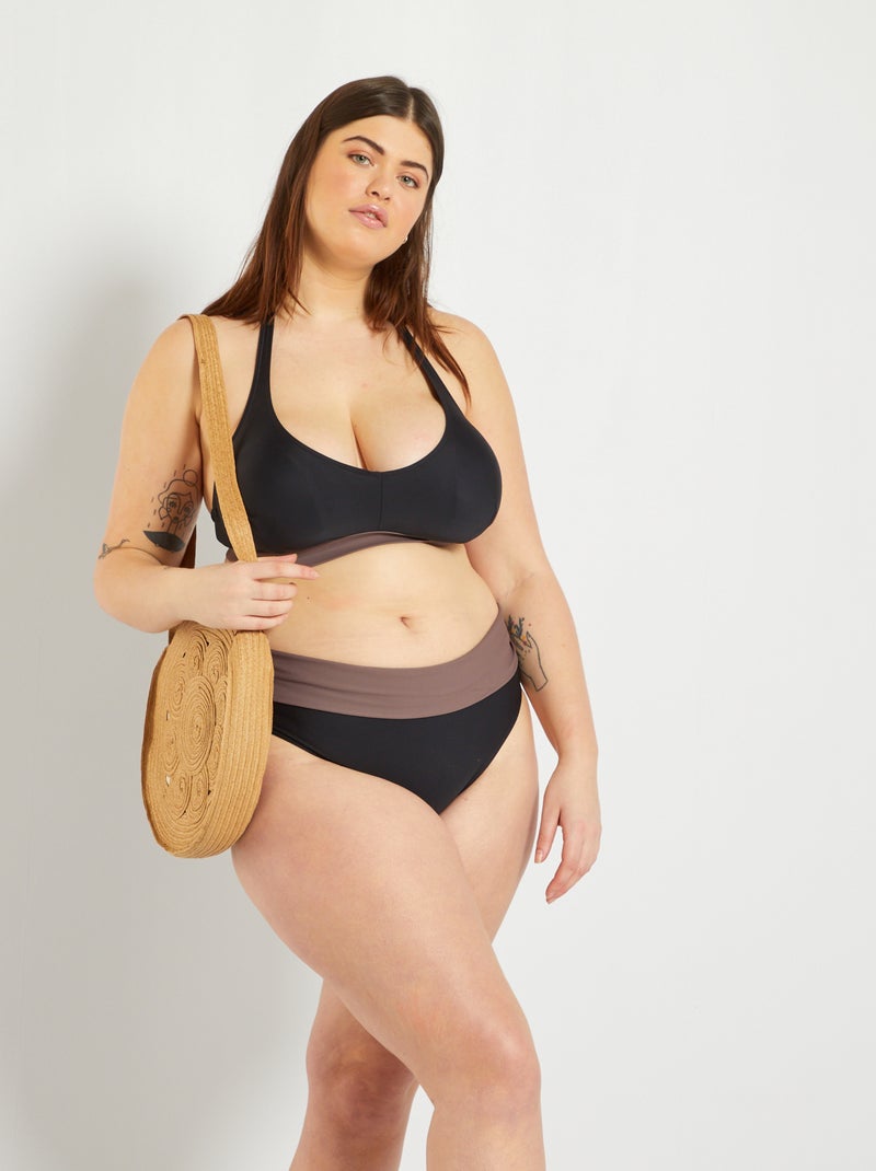 Haut de maillot de bain noir/taupe - Kiabi