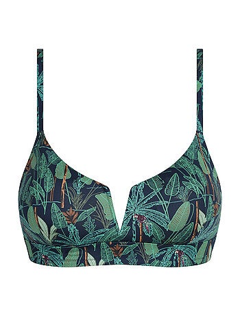 Haut de maillot de bain paddé sans armatures Tropical