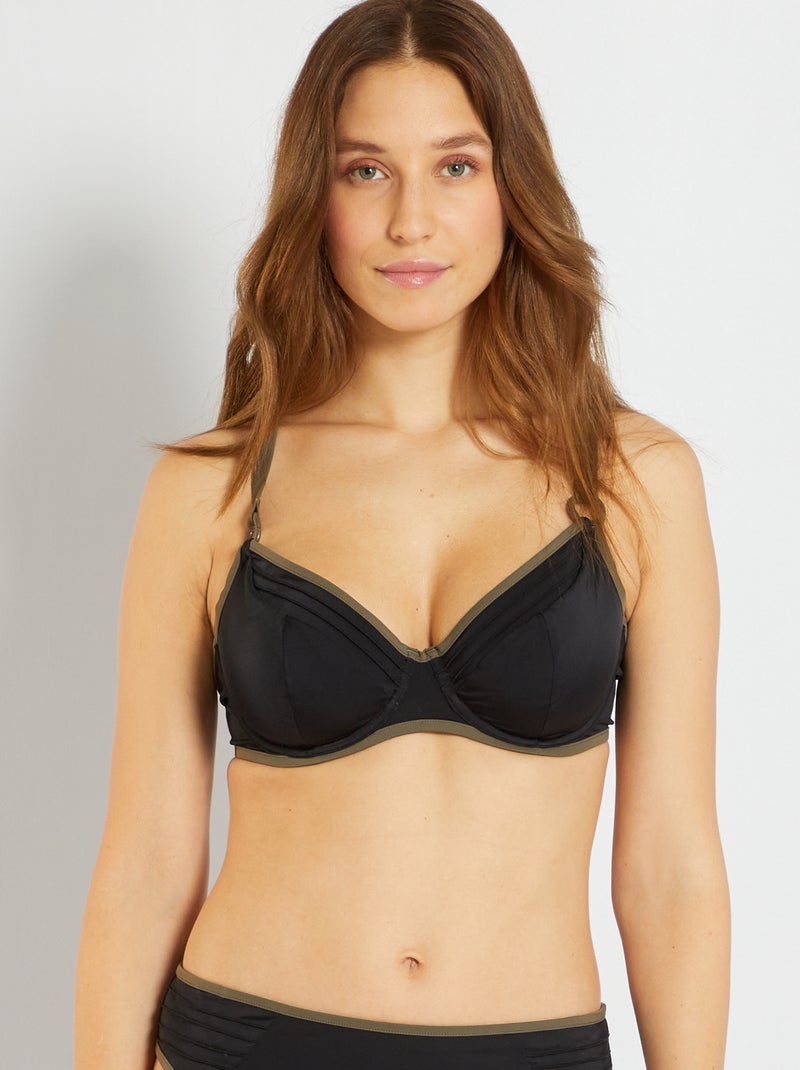 Haut de maillot de bain 'Sans Complexe' noir/kaki - Kiabi