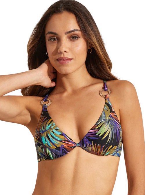 Haut de maillot de bain triangle armaturé non préformé jade - Kiabi Haut de maillot de bain triangle armaturé non préformé jade - Kiabi
