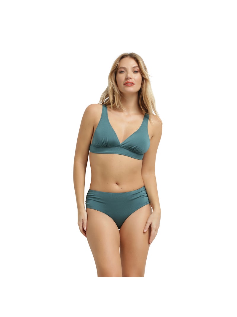 Haut de maillot de bain triangle paddé sans armatures Glossy Vert sapin - Kiabi
