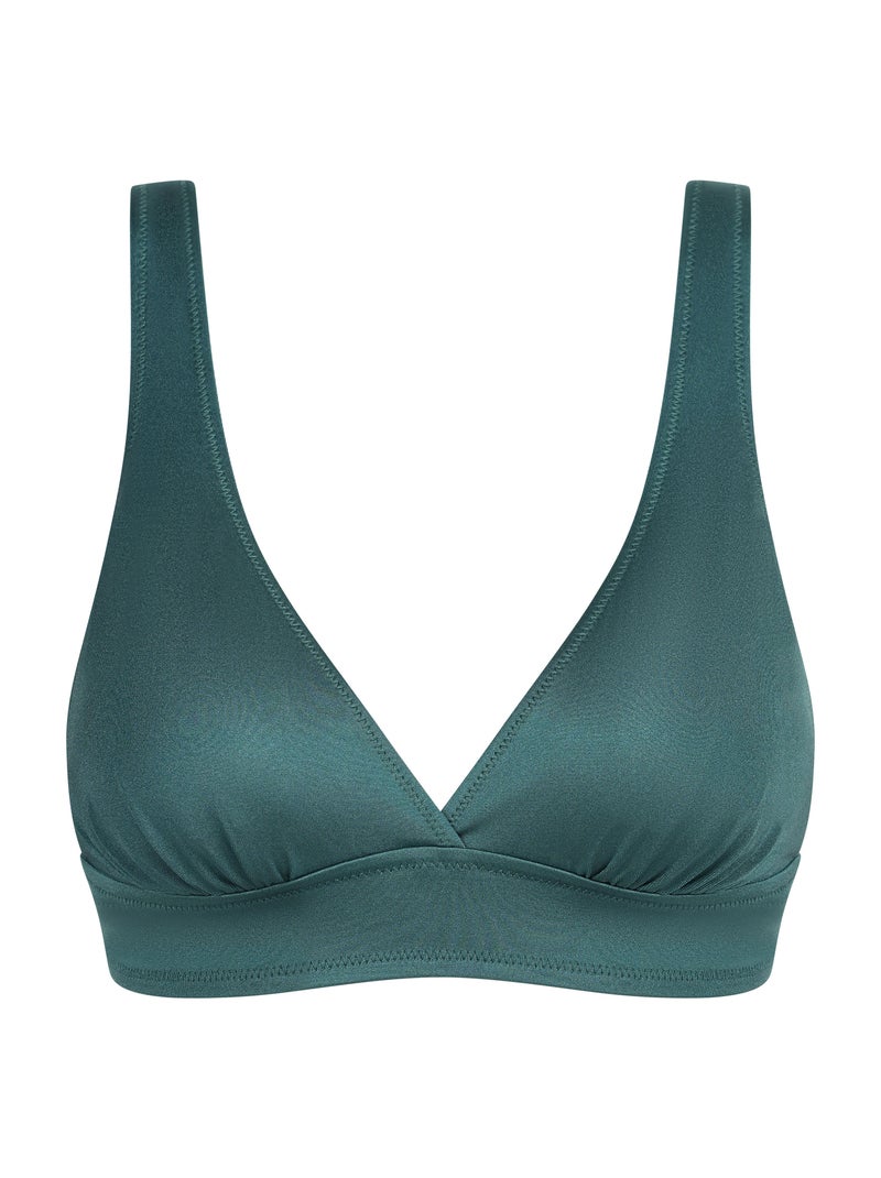 Haut de maillot de bain triangle paddé sans armatures Glossy Vert sapin - Kiabi