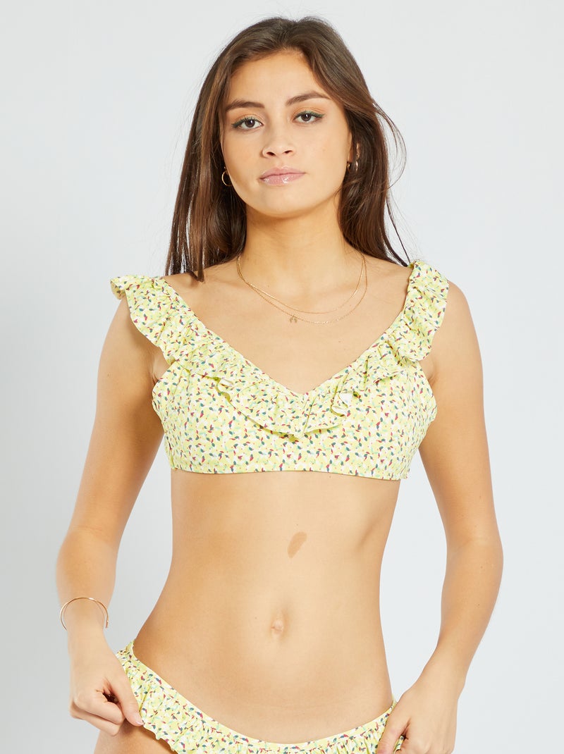 Haut de maillot de bain volanté Jaune - Kiabi