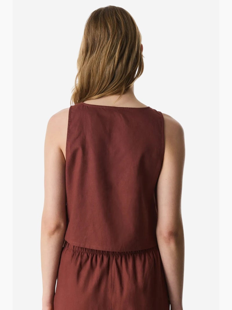 Haut de maillot manches courtes penti Terracotta - Kiabi