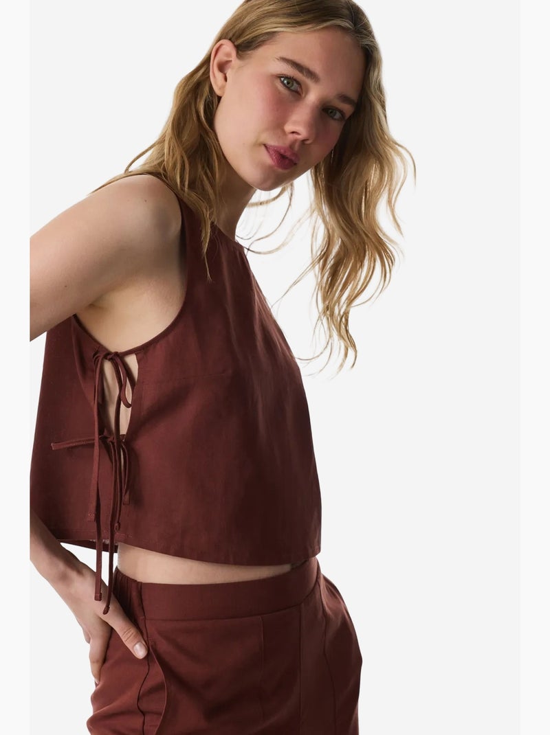 Haut de maillot manches courtes penti Terracotta - Kiabi