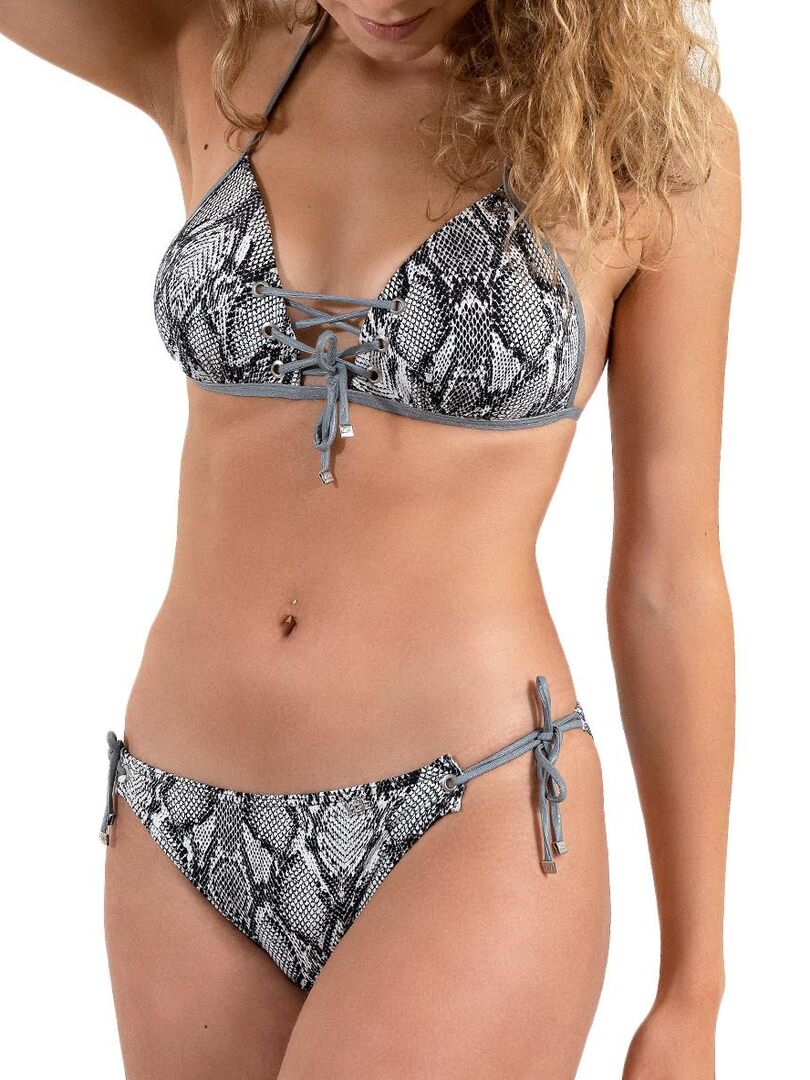 Haut de maillot triangle push-up imprimé serpent Snake Gris - Kiabi
