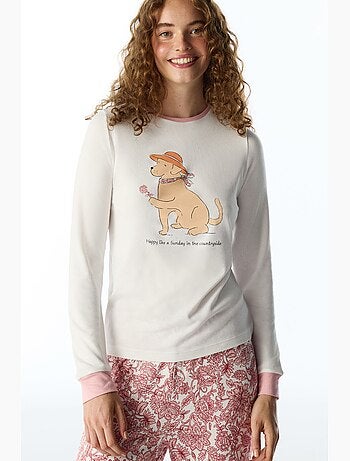 Haut de pyjama à manches longues imprimé chien countryside kırık penti