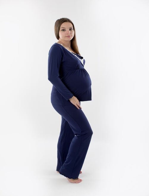 Haut de pyjama de grossesse et allaitement Manches longues 'Bogema' - Kiabi