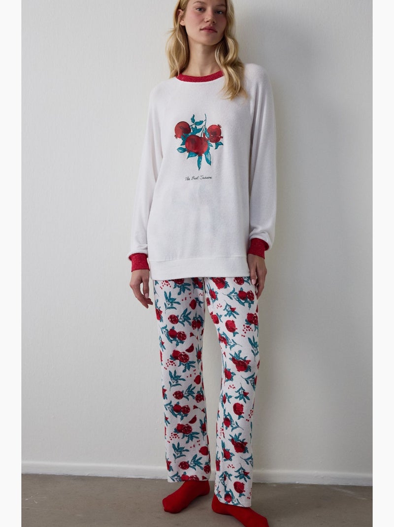 Haut de pyjama imprimé best season nouvel an, col rond, effet thermique penti Blanc - Kiabi