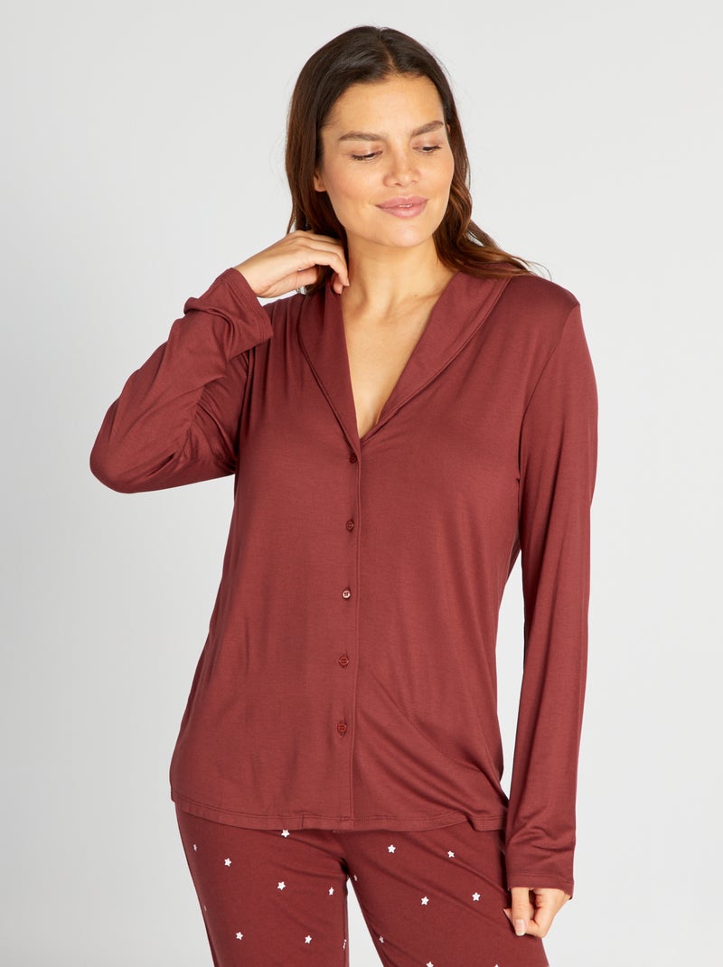 Haut de pyjama long Bordeaux - Kiabi