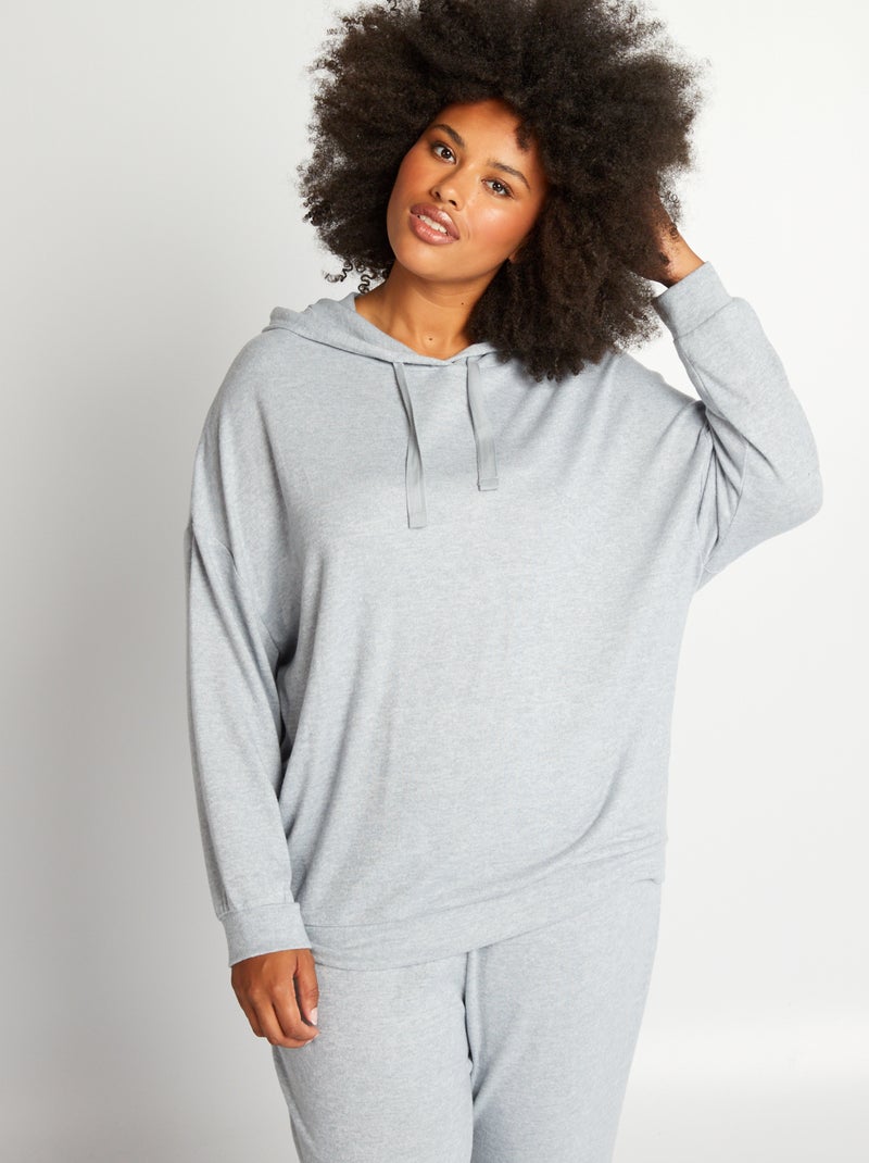 Haut de pyjama maille douce - Sweat Bleu/gris - Kiabi