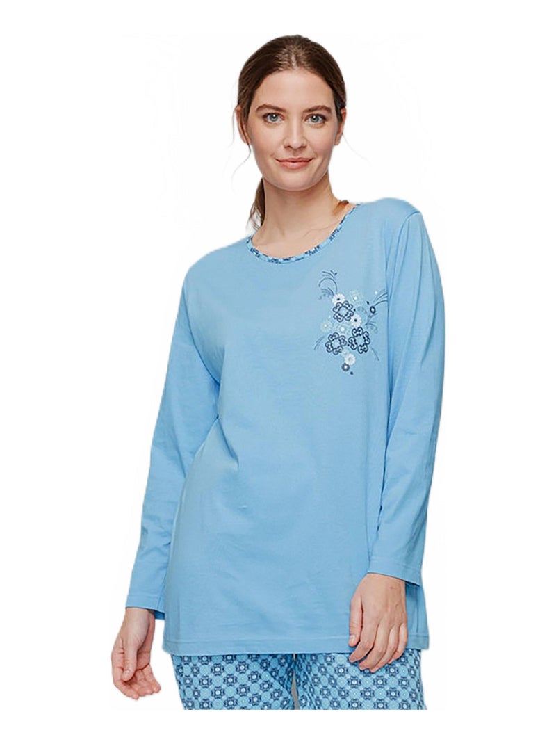 Haut de pyjama manches longues Bleu - Kiabi