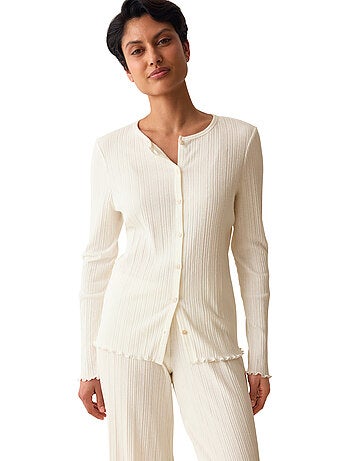 Haut de pyjama ouvert manches longues versatile rib